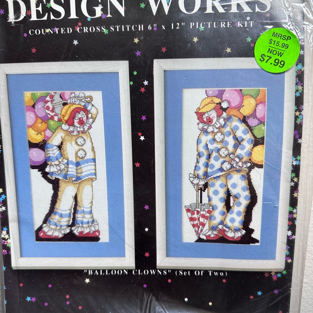 Counted cross stitch kit “Balloon Clowns” Design Works